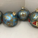 Set Of 4 Christmas Ornaments Blue/glitter & TRIM-2 Ball W/red, Orb W/gold. Fixed Price $35.00.
