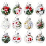 12 Pack 2.36'' Christmas Baubles Built-in Snow Landscape Berries Clear Ornaments. Fixed Price $12.69.