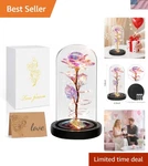 Everlasting Colorful Rose Glass Dome With Led Lights - Perfect Gift For Her. Fixed Price $39.99.