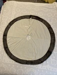 Faux Fur Trim Ivory Velvet Christmas Tree Skirt 48 Ribbon Tied Classy Mob Wife. Fixed Price $23.99.