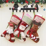 18" Christmas Stocking Deer Santa Snowman Burlap Plaid For Family Kids. Fixed Price $11.99.