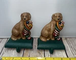 2 Eddie Bauer Golden Retriever Dog Christmas Stocking Holder Cast Iron Midwest. Fixed Price $59.00.
