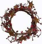 Cwi Gifts 4-8" Red & Burgundy Pip Berry Ring W/rusty Stars. Fixed Price $11.98.