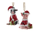 Kurt Adler Christmas Farm Pig & Cow Ornaments, Set Of 2, 3". Fixed Price $23.95.