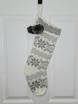 Wondershop Gray Fair Isle Knit Snowflake Christmas Stocking Fur Poms 19". Fixed Price $18.00.