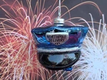 New Blue Police Hat Northpole Delivery Blown Glass Christmas Ornament Nwt Santa. Fixed Price $8.00.