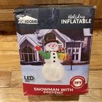 Joiedomi 7 Foot Holiday Snowman W/ Present Inflatable Led Lights Christmas Yard. Fixed Price $48.00.