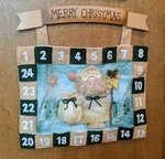Christmas Advent Large 17" Rustic Countdown Merry Calendar Hanging Pockets Santa. Fixed Price $9.99.