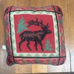 Midwest Importers Christmas Reindeer Plaid Cushion Pillow 10X10IN Red Green. Fixed Price $12.00.