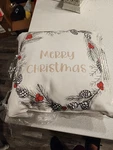 One Bella Casa Merry Christmas Wreath Broadcloth Throw Pillow 16X16. Fixed Price $39.99.