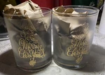 2 Culver Christmas Very Merry Frosted Rocks Lowball Glasses Mcm. Fixed Price $49.00.