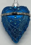 Mr Christmas Sullivan Glass Heart Shaped Trinket Box Blue Sparkle Ornament. Fixed Price $25.98.