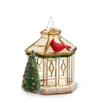 Raz 7" Garden Pagoda W/ Cardinal Light Glass Gold Trim Christmas Figure. Fixed Price $29.99.