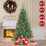 4/5/6/7FT Prelit Christmas Tree With Lights Snow Flocked Pine Cones Holiday Xmas. Fixed Price $49.99.