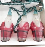 Claus Christmas Light Set Glass Covers 8 Santas & 1 Snowman In Box. Fixed Price $30.85.