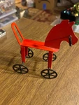 Midwest Vintage Taiwan Horse On Wheels Red Metal Christmas Ornament 2.5". Fixed Price $6.95.