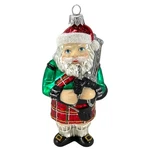 Pinnacle Peak Scottish Santa Wearing Kilt With Bagpipes Polish Glass Ornament. Fixed Price $42.73.