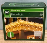 Holiday Time Twinkling Icicle Christmas Lights 17.7 Ft 300CT Clear W/ White Wire. Fixed Price $24.00.