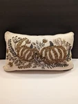 Envogue Beaded Embellished Pumpkin Accent Fall Style Zipper Throw Pillow. Fixed Price $37.50.