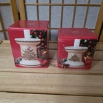 Mikasa Christmas Treat HP306 Candle Holder Pillar Taper 4" & 5" Tall. Fixed Price $19.99.