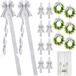 16 Pcs Christmas Door Cabinet Bows With Wreaths Set 10 Large M.... Fixed Price $73.31.