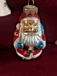 Thomas Pacconi Patriotic Christmas Santa Glass Tree Ornament 3.5" Tall American. Fixed Price $11.00.