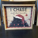 Christmas Decor Chase Things That Twinkle Cat Box Sign Primitives By Kathy. Fixed Price $18.00.