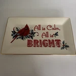 Lenox Serving Platter Plate Christmas Red Cardinal All Calm, Bright !!. Fixed Price $24.00.
