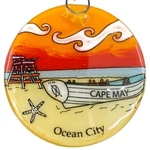 Ocean City Cape May Christmas Tree Ornament - Art Glass Light Catcher Map Decor. Fixed Price $15.99.