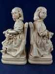 Alexander Backer Chalkware Bookends Girl Holding Basket Of Flowers. Fixed Price $40.00.