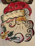 Clay Art Merry Santa Holiday Platter Tray Three Divisions Chip Dip. Fixed Price $26.00.