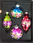 Christopher Radko Celebrations Box Set Of 4 Hand Blown Glass Christmas Ornaments. Fixed Price $34.95.