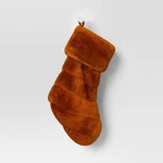 Christmas Channeled Faux Fur Stocking Brown Threshold Holiday. Fixed Price $17.99.