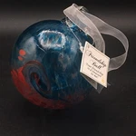 Giftcraft Friendship Ball Hand-blown Glass Ornament Red Blue Swirl Tag Ribbon. Fixed Price $14.97.