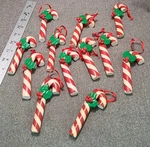 Candy Cane Clay Dough Ornaments Christmas 4" Set Of 12 W/ Holly & Berries. Fixed Price $35.00.