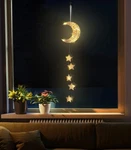 Lewondr Hanging Light,rattan Moon Star Fairy Lights Indoor Decorative .... Fixed Price $33.11.