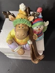Home Interiors 58065 Reindeer Moose Resin Snowman Christmas Stocking Holder Nib. Fixed Price $25.00.