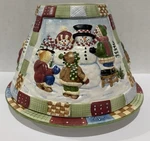 Yankee Candle Large 5" Christmas Snowman & Children Jar Shade Plate. Fixed Price $21.24.