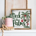 Vintage Deck The Palms 8X8" Wooden Tropical Christmas Sign Coastal Holiday Decor. Fixed Price $10.99.