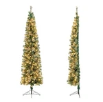 Costway 7-FT Pre-lit Slim Artificial Christmas Tree With White Led Lights. Fixed Price $109.00.