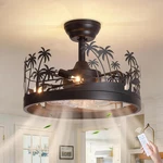 Rustic Island Style Ceiling Fan With Light Remote, Tropical Palm Tree Design. Fixed Price $231.99.