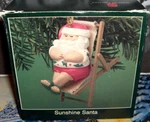 Sunshine SANTA'1987-SANTA Enjoying His Time Off-american Greetings Ornament. Fixed Price $10.00.