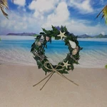 Miniature Nautical Beach Door Wreath Real Shells Natural Starfish + Bow. Fixed Price $11.00.