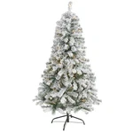 5' Flocked Rock Springs Spruce Artificial Christmas Tree With Clear Led Lights. Fixed Price $95.19.