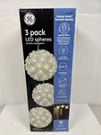 Ge 3 Pack Spheres Christmas Lights 50 Leds Each Globe 5.5" Warm White New. Fixed Price $39.99.