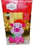 Holiday Time 2023 Christmas Pink Pig Santa Hat Airblown Inflatable 3.5' New. Fixed Price $26.99.