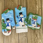Snowman Winter Kitchen Oven Mitt Towel Pot Holders Bundle. Fixed Price $17.99.