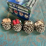 Woodland Pinecone Ornaments Animals Cardinal Rabbit Hedgehog Chipmunk Vtg Set 4. Fixed Price $17.87.