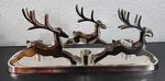 Crate & Barrel 3 Reindeer Triple Taper Candle Holder Silver Rectangular Stand. Fixed Price $25.00.