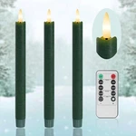 Afineth Green Flameless Taper Candles W/ Remote, 9.6" Real Wax Christmas Battery. Fixed Price $31.98.